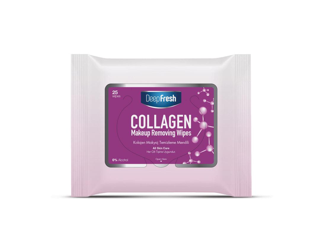 DEEP FRESH COLLAGEN MAKE UP REMOVING WET WIPES 25pc