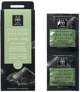 APIVITA DEEP CLEANSING FACE MASK WITH GREEN CLAY 2x8ml