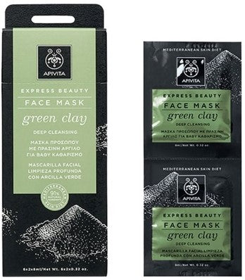 APIVITA DEEP CLEANSING FACE MASK WITH GREEN CLAY 2x8ml