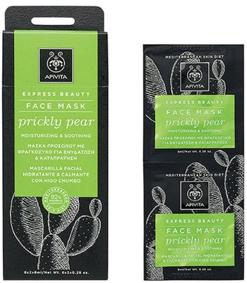 APIVITA FACE MASK MOISTURIZING & SOOTHING WITH PRICKLY PEAR 2 x 8ml