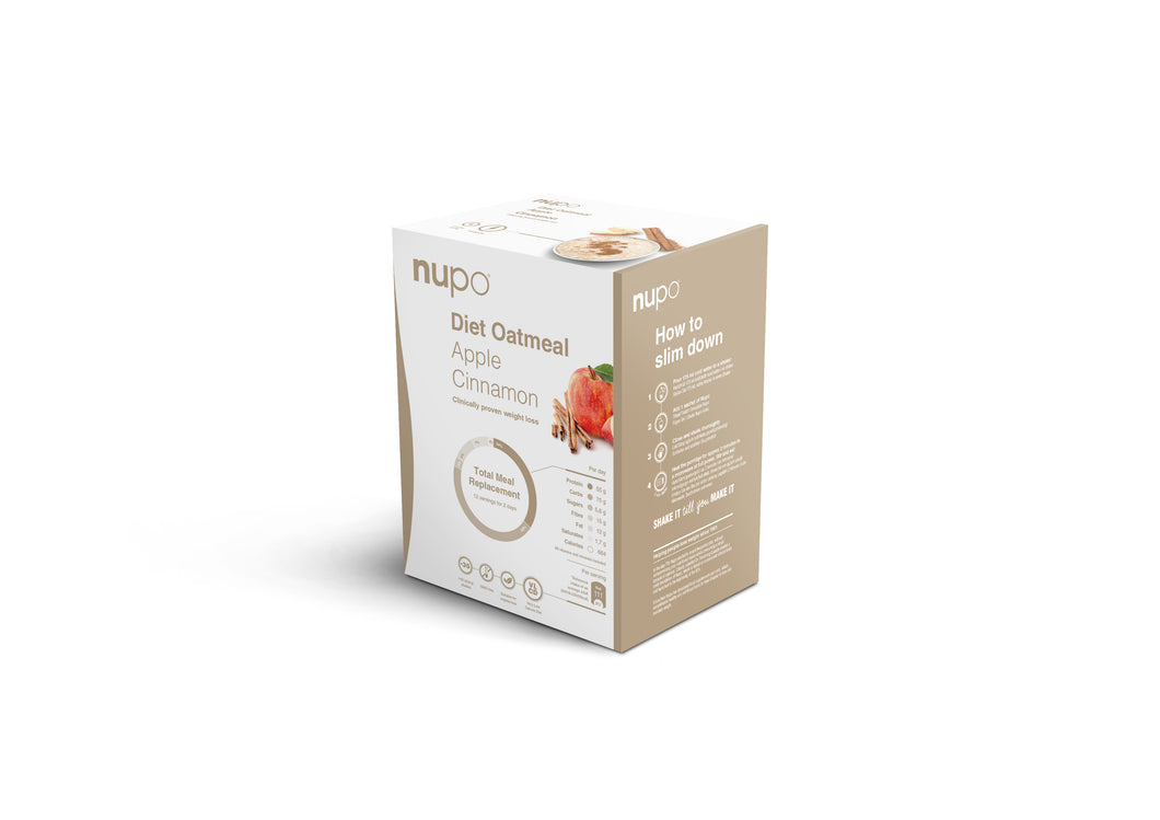 NUPO DIET OATMEAL # APPLE & CINNAMON : Box of 12 sachets
